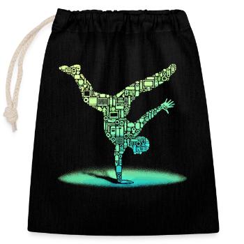 Breakdance, Breakdancer, Breakdancing, Hip Hop - Verschließbarer Geschenkbeutel aus Baumwolle (25x30cm) - Schwarz - Vorne