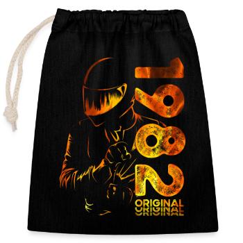 42nd Birthday Vintage 1982 Motorcyclist Biker - Closable cotton gift bag (25x30cm) - black - Front