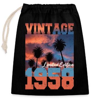 1958 Vintage Edition Limitée Palmiers Né en 1958 - Sac cadeau en coton avec cordon (25 x 30 cm) - noir - Devant