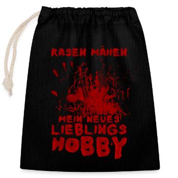 Rasen mähen - Meine neues Lieblingshobby Halloween - Verschließbarer Geschenkbeutel aus Baumwolle (25x30cm) - Schwarz - Vorne