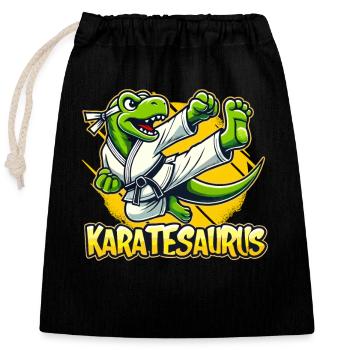 Karate Karatekämpfer Kampfsport Karatesaurus - Verschließbarer Geschenkbeutel aus Baumwolle (25x30cm) - Schwarz - Vorne