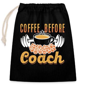 Health Coach Coffee Phys Ed Teacher Coffee Lover - Closable cotton gift bag (25x30cm) - black - Front