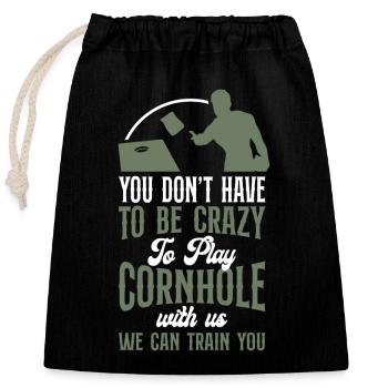 Cornhole Team Bean Bag Player - Verschließbarer Geschenkbeutel aus Baumwolle (25x30cm) - Schwarz - Vorne