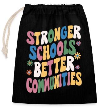 Stronger Schools, Better Communities - Closable cotton gift bag (25x30cm) - black - Front