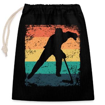 Eishockeyspieler Vintage Eishockey - Verschließbarer Geschenkbeutel aus Baumwolle (25x30cm) - Schwarz - Vorne