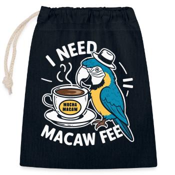Funny Scarlet Macaw Parrot And Coffee Macawfee - Closable cotton gift bag (25x30cm) - navy - Front