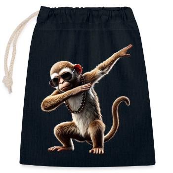 Funny Dabbing Monkey Primates Animal Lover Dab - Closable cotton gift bag (25x30cm) - navy - Front