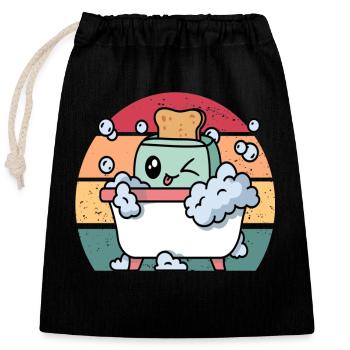 Grille-pain Bain Drôle Rétro Live Laugh Bain Grille-pain - Sac cadeau en coton avec cordon (25 x 30 cm) - noir - Devant