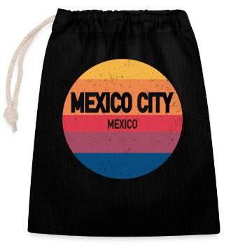 Mexico City Retro Sunset Souvenir - Closable cotton gift bag (25x30cm) - black - Front