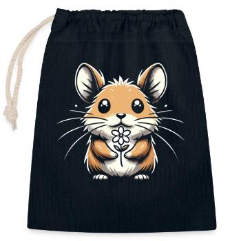 Design américain Pika Lover pour Pika - Sac cadeau en coton avec cordon (25 x 30 cm) - bleu marine - Devant