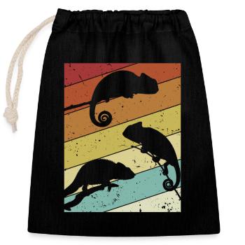 Panthère voilée rétro Chamaeleonidae amoureuse - Sac cadeau en coton avec cordon (25 x 30 cm) - noir - Devant