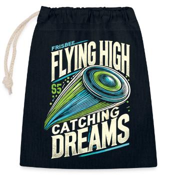 Flying High Catching Dreams - Ultimate Frisbee Tee - Closable cotton gift bag (25x30cm) - navy - Front