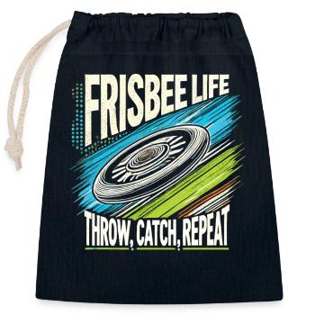 Frisbee Life - Lancer, attraper, répéter - Sac cadeau en coton avec cordon (25 x 30 cm) - bleu marine - Devant
