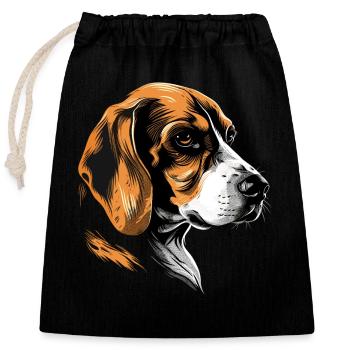 Beagle Welpe Beagles Süßer Hund English Beagle - Verschließbarer Geschenkbeutel aus Baumwolle (25x30cm) - Schwarz - Vorne