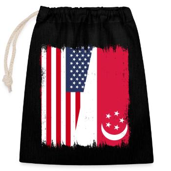 Singapur-amerikanische Flagge - Verschließbarer Geschenkbeutel aus Baumwolle (25x30cm) - Schwarz - Vorne