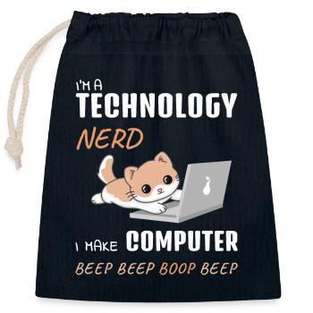 IT Computer Administrator Computer Work Gift - Closable cotton gift bag (25x30cm) - navy - Front