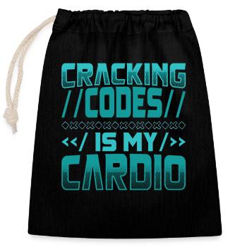Cracking Codes Is My Cardio - Cryptologic - Verschließbarer Geschenkbeutel aus Baumwolle (25x30cm) - Schwarz - Vorne