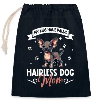 Maman chien sans poils - Sac cadeau en coton avec cordon (25 x 30 cm) - bleu marine - Devant