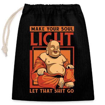 Mach deine Seele Licht Buddhistische Symbolstatue - Verschließbarer Geschenkbeutel aus Baumwolle (25x30cm) - Schwarz - Vorne