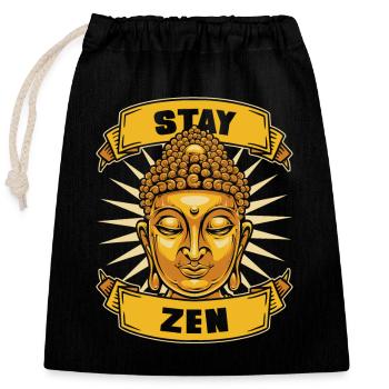 Stay Zen Buddhist Statue Symbol Priest Buddhism - Closable cotton gift bag (25x30cm) - black - Front