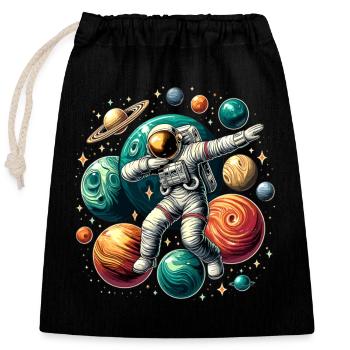 Astronaute Dabbing Planètes Astronaute Science Espace - Sac cadeau en coton avec cordon (25 x 30 cm) - noir - Devant