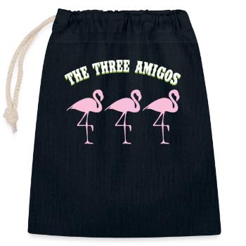 Les Trois Amigos Flamants Roses T-Shirt Graphique Drôle - Sac cadeau en coton avec cordon (25 x 30 cm) - bleu marine - Devant