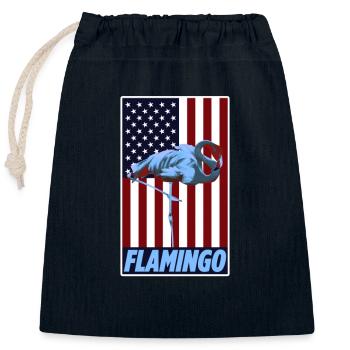 Drapeau vintage des États-Unis avec un oiseau échassier cool flamant rose - Sac cadeau en coton avec cordon (25 x 30 cm) - bleu marine - Devant
