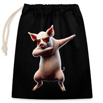 drôle dabbing cochon agriculteur amoureux des animaux dab - Sac cadeau en coton avec cordon (25 x 30 cm) - noir - Devant