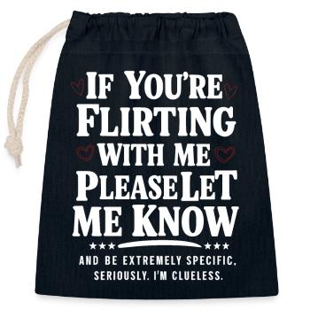 If you're flirting with me please let me know Love - Closable cotton gift bag (25x30cm) - navy - Front