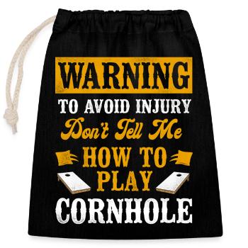 Cornhole Team Bean Bag Player - Verschließbarer Geschenkbeutel aus Baumwolle (25x30cm) - Schwarz - Vorne