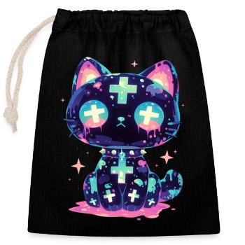 Goth Cat Doll Katze Gothic Puppe Grunge Geschenk - Verschließbarer Geschenkbeutel aus Baumwolle (25x30cm) - Schwarz - Vorne