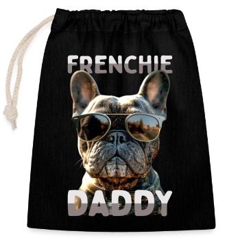 Frenchie Daddy Papa Fête des Pères Dogue Allemand - Sac cadeau en coton avec cordon (25 x 30 cm) - noir - Devant