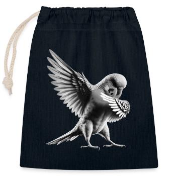 Drôle Dabbing Perruche Oiseau Amoureux des animaux - Sac cadeau en coton avec cordon (25 x 30 cm) - bleu marine - Devant