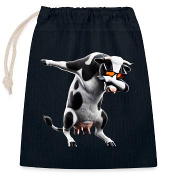 Drôle Dabbing Vache Danse Amoureux des animaux Dab Animaux - Sac cadeau en coton avec cordon (25 x 30 cm) - bleu marine - Devant