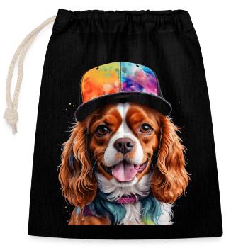 Cavalier King Charles Spaniel Snapback Cap Dog - Closable cotton gift bag (25x30cm) - black - Front