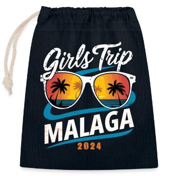 Voyage entre filles Malaga 2024 - Sac cadeau en coton avec cordon (25 x 30 cm) - bleu marine - Devant