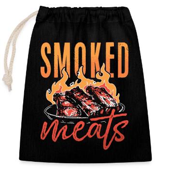 Pulled Pork BBQ Smoked Meats Grilled Meat Lover - Closable cotton gift bag (25x30cm) - black - Front