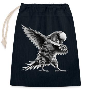 Drôle Dabbing Perruche Oiseau Amoureux des animaux - Sac cadeau en coton avec cordon (25 x 30 cm) - bleu marine - Devant