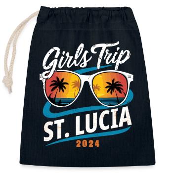 Girls Trip St. Lucia 2024 - Verschließbarer Geschenkbeutel aus Baumwolle (25x30cm) - Navy - Vorne