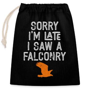 Fauconnerie Oiseau Faucon Chasse Fauconnier - Sac cadeau en coton avec cordon (25 x 30 cm) - noir - Devant
