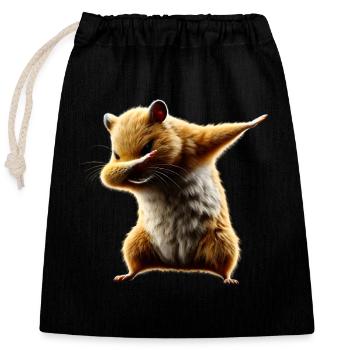Drôle Dabbing Hamster Rongeur Amoureux des animaux - Sac cadeau en coton avec cordon (25 x 30 cm) - noir - Devant