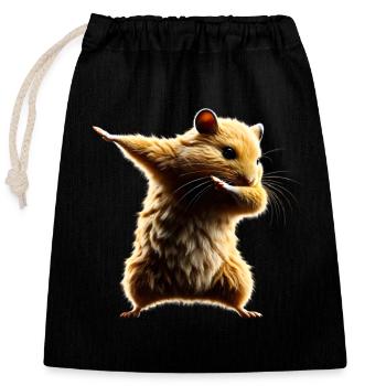 Drôle Dabbing Hamster Rongeur Amoureux des animaux - Sac cadeau en coton avec cordon (25 x 30 cm) - noir - Devant