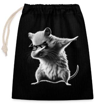 Drôle Dabbing Hamster Rongeur Amoureux des animaux - Sac cadeau en coton avec cordon (25 x 30 cm) - noir - Devant