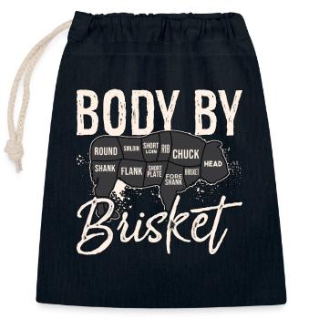 Corps de barbecue à la poitrine de bœuf par la poitrine de bœuf Viande grillée au barbecue - Sac cadeau en coton avec cordon (25 x 30 cm) - bleu marine - Devant