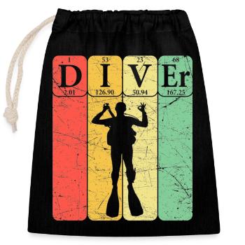 Scuba Diver Periodic Table Elements Scuba Diving - Closable cotton gift bag (25x30cm) - black - Front
