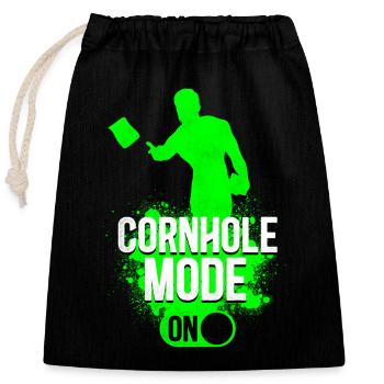 Cornhole Team Bean Bag Player - Verschließbarer Geschenkbeutel aus Baumwolle (25x30cm) - Schwarz - Vorne