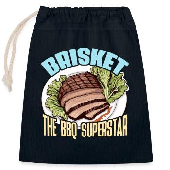 Brisket The BBQ Grilled Meat Brisket Barbecue - Closable cotton gift bag (25x30cm) - navy - Front