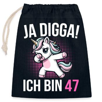 47. Geburtstag Frauen Einhorn Geschenk - Verschließbarer Geschenkbeutel aus Baumwolle (25x30cm) - Navy - Vorne