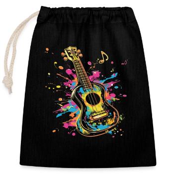 Ukulele Street Art - Closable cotton gift bag (25x30cm) - black - Front
