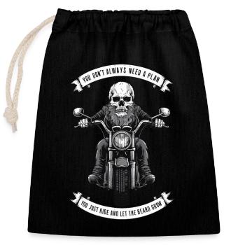 Motorrad Bart Biker Vollbart Bike Rocker - Verschließbarer Geschenkbeutel aus Baumwolle (25x30cm) - Schwarz - Vorne